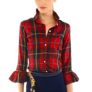 Gretchen Scott Priss Blouse in Plaidly Cooper